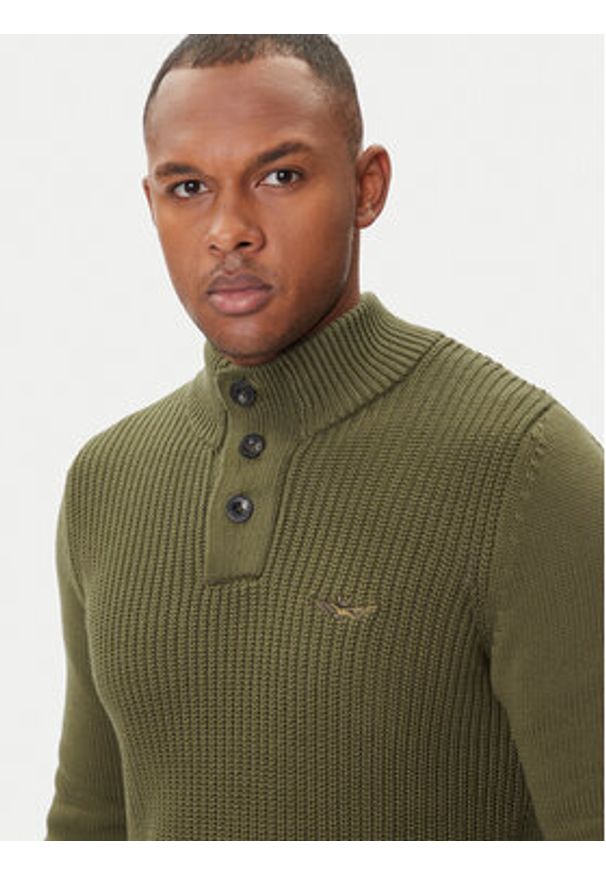 Aeronautica Militare Sweter 252MA1572UL00409 Zielony Slim Fit. Kolor: zielony. Materiał: bawełna