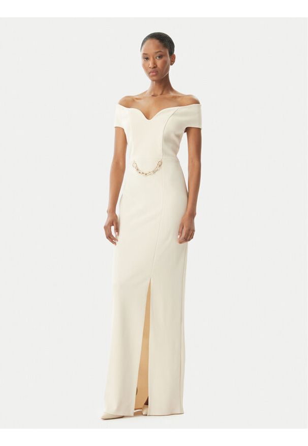 Rinascimento Sukienka wieczorowa CFC0123610003 Beżowy Regular Fit. Kolor: beżowy. Materiał: syntetyk. Styl: wizytowy