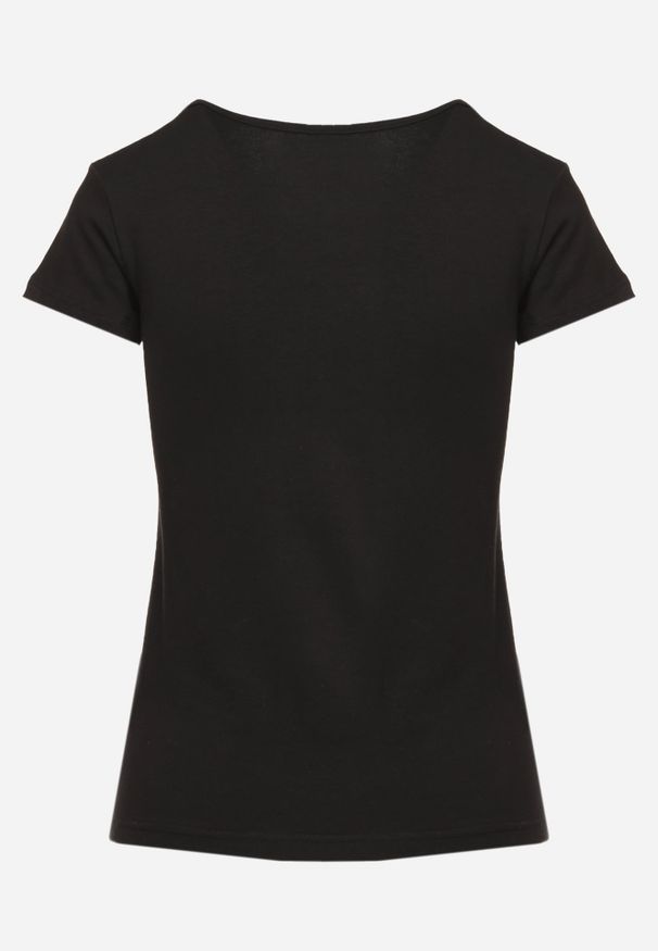Renee - Czarny Casualowy T-shirt z Bawełny Zeiasha. Okazja: na co dzień. Kolor: czarny. Materiał: bawełna. Styl: casual