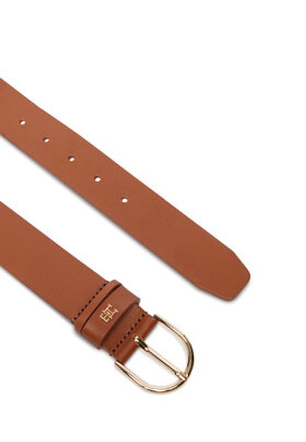 TOMMY HILFIGER - Tommy Hilfiger Pasek Damski Essential Effortless 3.5 AW0AW17757 Brązowy. Kolor: brązowy. Materiał: skóra