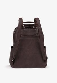 Renee - Brązowy Trapezowy Plecak z Dwiema Komorami i Rączką Damilora. Kolor: brązowy. Materiał: jeans. Styl: biznesowy, klasyczny, elegancki, casual #3