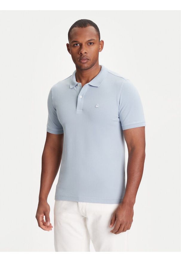 United Colors of Benetton - United Colors Of Benetton Polo 3WG9U301Z Niebieski Slim Fit. Typ kołnierza: polo. Kolor: niebieski. Materiał: bawełna
