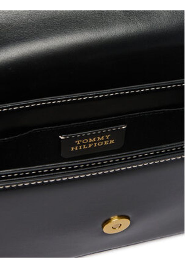 TOMMY HILFIGER - Tommy Hilfiger Torebka Th Script Flap Crossover AW0AW18399 Czarny. Kolor: czarny. Materiał: skórzane