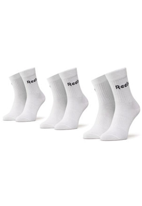 Zestaw 3 par wysokich skarpet unisex Reebok - Act Core Mid Crew Sock 3P GH0332 White. Kolor: biały. Materiał: nylon, materiał, bawełna, elastan, poliester