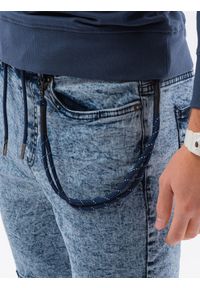 Ombre Clothing - Spodnie męskie jeansowe joggery P1056 - jasnoniebieskie - XXL. Kolor: niebieski. Materiał: jeans