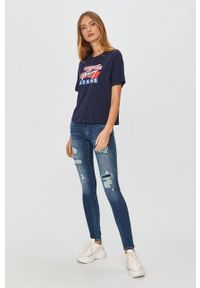 Tommy Jeans - T-shirt. Okazja: na co dzień. Kolor: niebieski. Materiał: bawełna, dzianina. Wzór: nadruk. Styl: casual #5