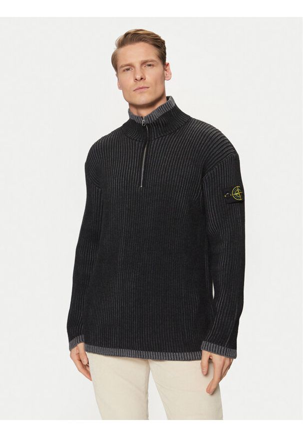 Stone Island Sweter 8115516C1 Szary Regular Fit. Kolor: szary. Materiał: wełna