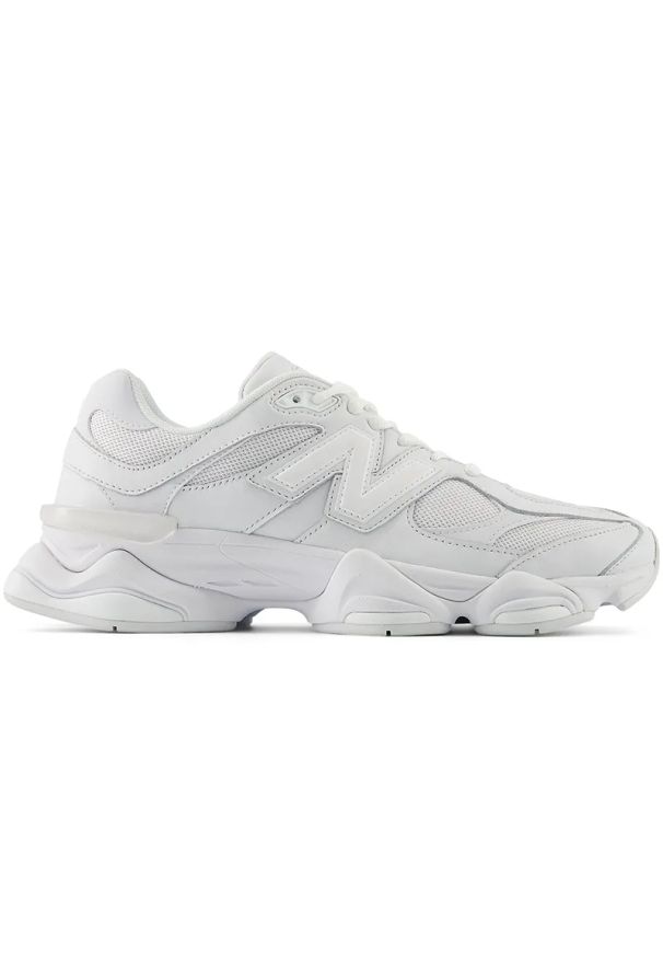 Buty unisex New Balance U9060NRJ – białe. Okazja: na co dzień. Kolor: biały. Materiał: guma, materiał, skóra. Szerokość cholewki: normalna. Sport: turystyka piesza