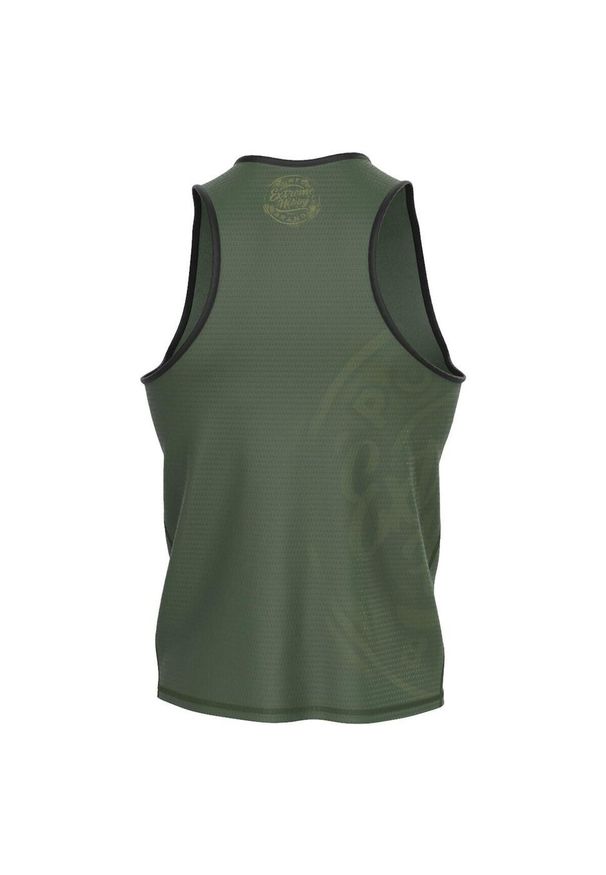 Koszulka sportowa bez rękawów męska Tank top EXTREME HOBBY BADGE. Kolor: zielony. Materiał: poliester, elastan. Długość rękawa: bez rękawów. Styl: sportowy