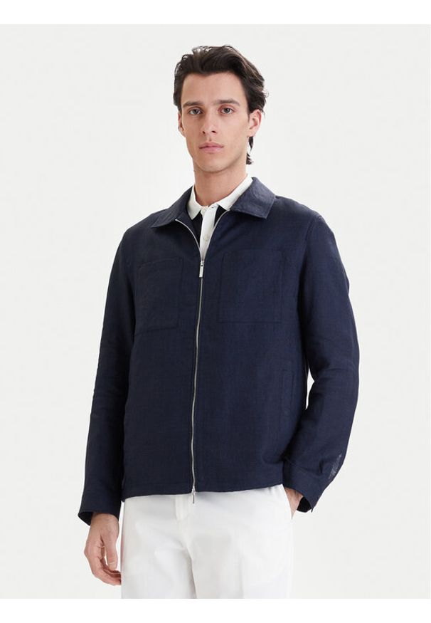 Bugatti Kurtka przejściowa 171400-11045 Granatowy Regular Fit. Kolor: niebieski. Materiał: len