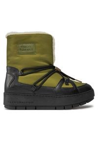 TOMMY HILFIGER - Tommy Hilfiger Śniegowce Tommy Essential Snowboot FW0FW07504 Zielony. Kolor: zielony. Materiał: materiał