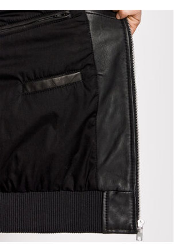 Serge Pariente Kurtka skórzana Bonbon Czarny Slim Fit. Kolor: czarny. Materiał: skóra