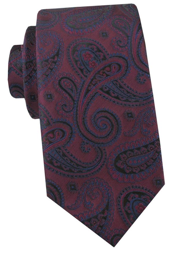 Krawat Męski - Angelo di Monti - Bordo z Dużym Paisley. Kolor: czerwony. Materiał: tkanina. Wzór: paisley. Styl: elegancki, wizytowy