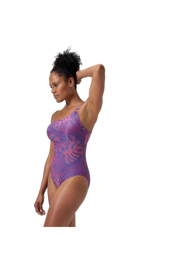 Strój pływacki jednoczęściowy damski Speedo Shaping Printed Asymmetric. Kolor: fioletowy
