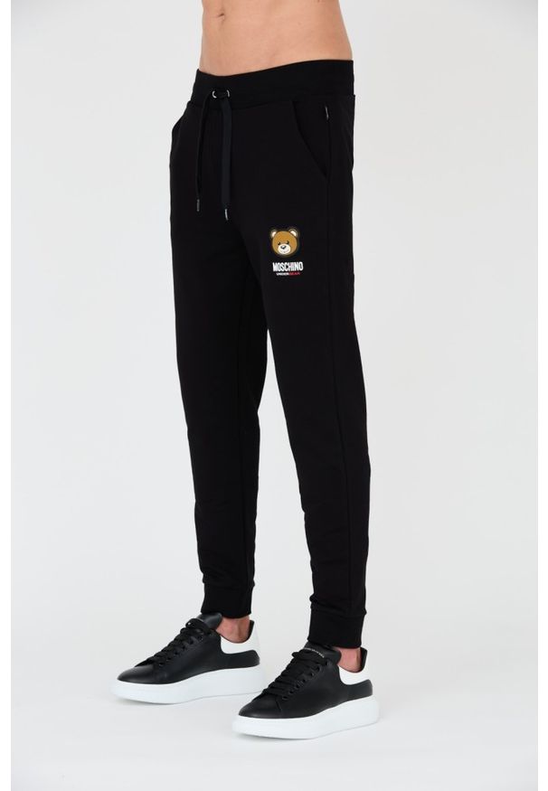 MOSCHINO Czarne męskie spodnie dresowe, Rozmiar L. Kolor: czarny. Materiał: dresówka