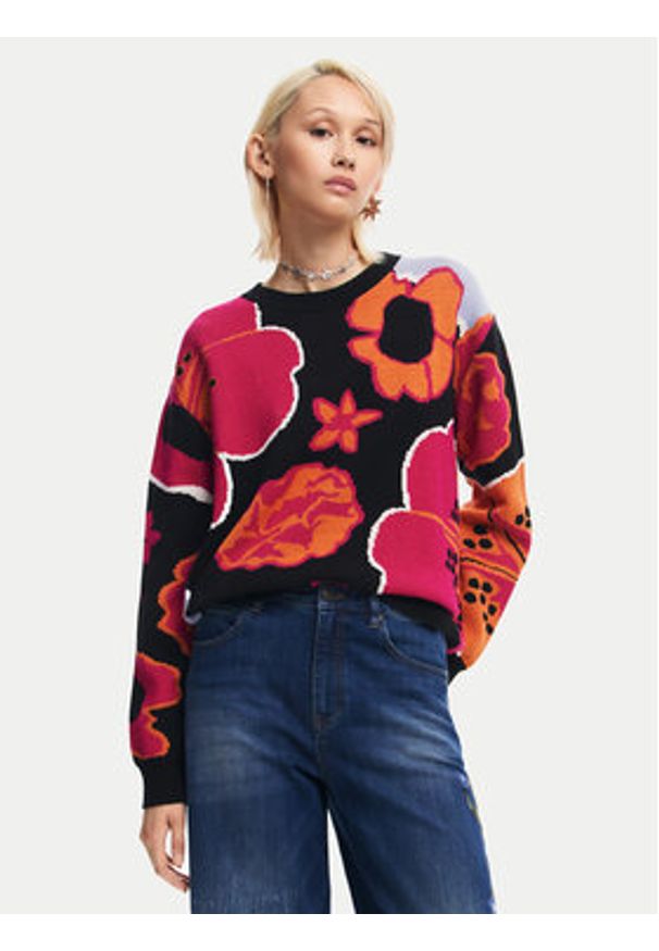 Desigual Jeansy Aimar 24WWDD18 Granatowy Wide Leg. Kolor: niebieski