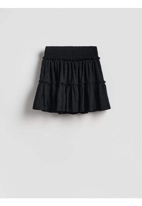 Reserved - Spódnica ze strukturalnej dzianiny - czarny. Kolor: czarny. Materiał: dzianina