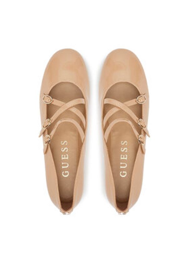 Guess Baleriny FLTKAL PAF02 Beżowy. Kolor: beżowy. Materiał: skóra