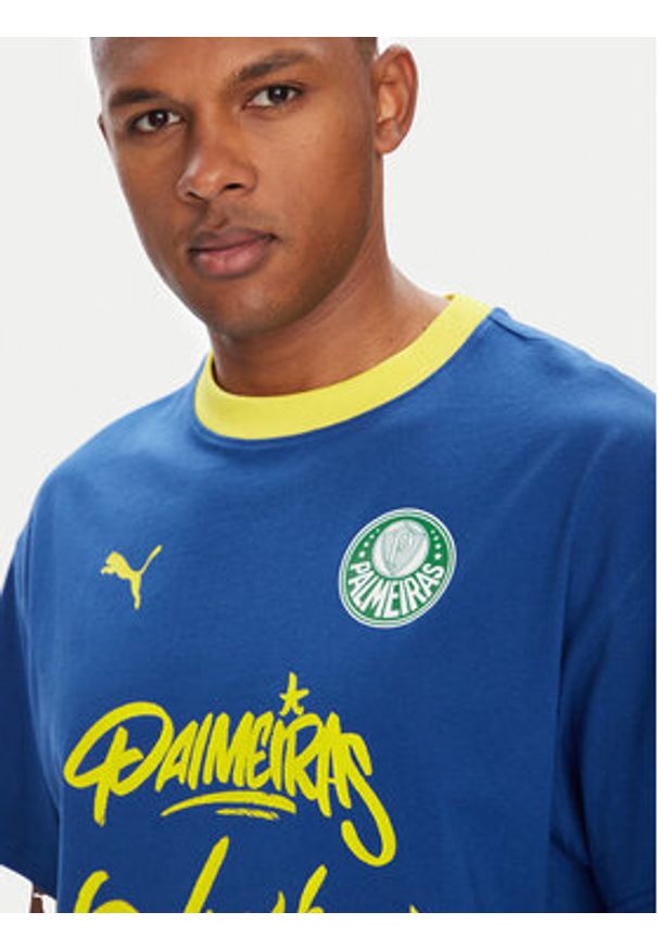 Puma T-Shirt CWC Hoops x Palmeiras 631704 Niebieski Regular Fit. Kolor: niebieski. Materiał: bawełna