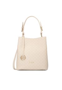 Kazar - Skórzana torebka z beżowym printem. Kolor: beżowy. Wzór: nadruk. Materiał: skórzane. Styl: elegancki, casual. Rodzaj torebki: do ręki #1