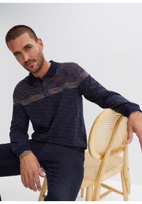 bonprix - Shirt polo z długim rękawem. Typ kołnierza: polo. Kolor: niebieski. Długość rękawa: długi rękaw. Długość: długie. Wzór: kolorowy #1