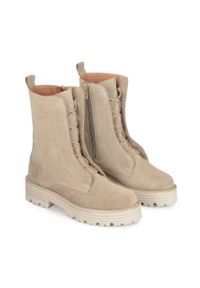Kazar - Beżowe trzewiki damskie. Kolor: beżowy. Materiał: zamsz. Szerokość cholewki: normalna #6