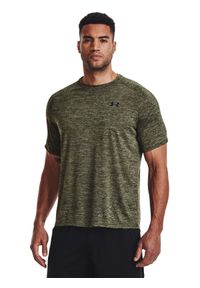 Koszulka treningowa męska Under Armour UA Tech 2.0 Ss Tee - oliwkowa/khaki. Kolor: oliwkowy, brązowy, wielokolorowy. Materiał: poliester, materiał