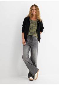 bonprix - Shirt z przędzy mieszankowej, krótki rękaw. Kolor: zielony. Długość rękawa: krótki rękaw. Długość: krótkie. Wzór: nadruk #2