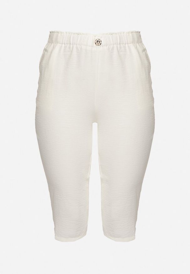 Born2be - Jasnobeżowe Spodnie z Gumką w Pasie 7/8 Tenimira. Okazja: na co dzień, na spacer. Kolekcja: plus size. Kolor: beżowy. Styl: klasyczny, elegancki, casual