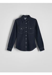 Reserved - Jeansowa koszula - granatowy. Kolor: niebieski. Materiał: jeans #1