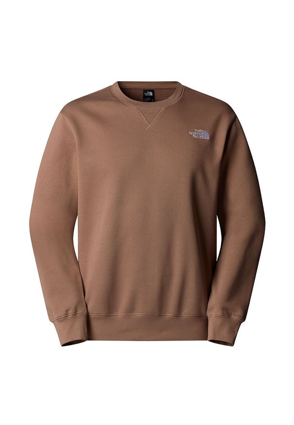 Bluza męska The North Face Essential Relaxed Crew 0A89ET6IH1 - brązowa. Okazja: na co dzień. Typ kołnierza: bez kaptura. Kolor: brązowy. Materiał: poliester, materiał, bawełna. Styl: casual, klasyczny