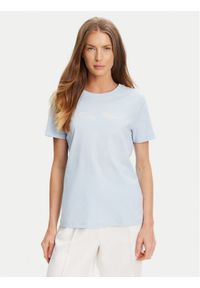 TOMMY HILFIGER - Tommy Hilfiger T-Shirt Script WW0WW45746 Błękitny Regular Fit. Kolor: niebieski. Materiał: bawełna