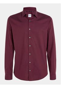 Calvin Klein Koszula Structure K10K112106 Bordowy Slim Fit. Kolor: czerwony. Materiał: bawełna #3
