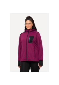 ULLA POPKEN - Damskie Bluza HYPRAR odblaskowy nadruk kaptur otwór na kciuk. Kolekcja: plus size. Kolor: fioletowy, różowy, wielokolorowy. Materiał: materiał, poliester, elastan. Wzór: nadruk #1