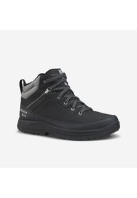 quechua - Buty turystyczne męskie Quechua SH100 Mid wodoodporne. Kolor: czarny, szary, wielokolorowy. Materiał: kauczuk, materiał. Szerokość cholewki: normalna. Sezon: zima. Sport: turystyka piesza