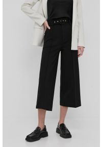 TwinSet - Twinset spodnie damskie kolor czarny proste high waist. Okazja: na co dzień. Stan: podwyższony. Kolor: czarny. Materiał: dzianina. Styl: casual #1
