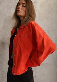 Renee - Pomarańczowa Jeansowa Kurtka z Bawełny Perilopei. Okazja: na co dzień. Kolekcja: plus size. Kolor: pomarańczowy. Materiał: bawełna, jeans. Styl: casual #6