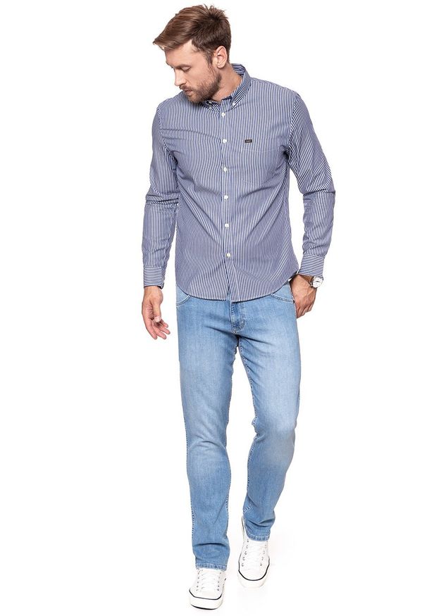 Lee - KOSZULA LEE SLIM BUTTON DOWN WHITE L66VBB12. Typ kołnierza: button down. Wzór: paski, aplikacja