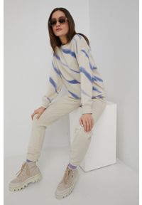 Tom Tailor bluza damska kolor beżowy wzorzysta. Kolor: beżowy. Materiał: dzianina, bawełna