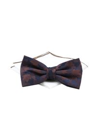 Chattier - Mucha Granatowo-Brązowa w Listki, z Białą Poszetką, Elegancka, Męska -CHATTIER. Kolor: brązowy, beżowy, niebieski, wielokolorowy. Materiał: poliester. Styl: elegancki