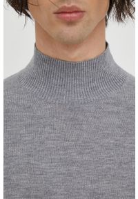 Drykorn sweter wełniany męski kolor szary lekki z półgolfem. Okazja: na co dzień. Kolor: szary. Materiał: wełna. Styl: casual #2