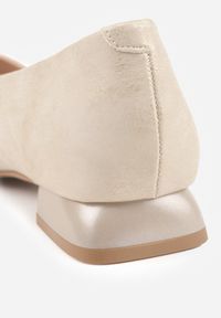 Renee - Złote Czółenka w Stylu Retro ze Skórzaną Wkładką Faylina. Okazja: na imprezę. Kolor: złoty. Materiał: skóra. Obcas: na obcasie. Styl: retro. Wysokość obcasa: niski #3