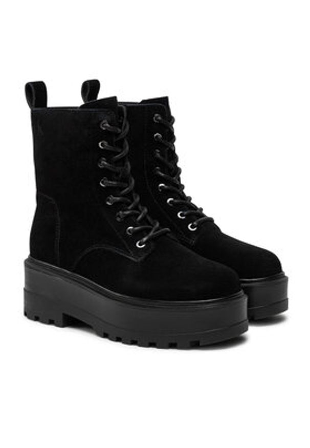 Calvin Klein Jeans Trapery Flatform Zip Laceup Mg S YW0YW01554 Czarny. Kolor: czarny. Materiał: zamsz, skóra