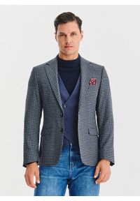 Pako Lorente - PAKO LORENTE – Granatowa marynarka w drobną kratę. Kolor: niebieski. Materiał: wiskoza, poliester, elastan. Sezon: jesień #3