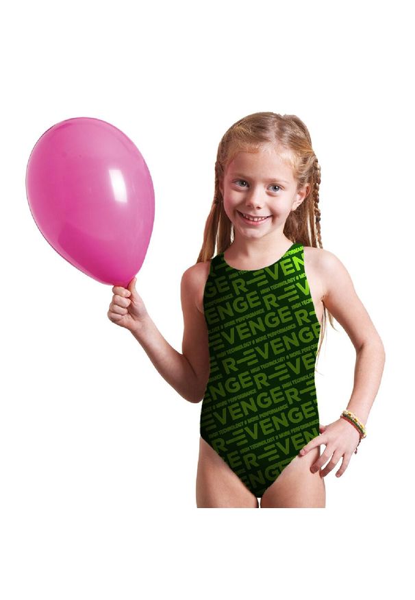 R-EVENGE - Klasyczny jednoczęściowy kostium kąpielowy R-evenge w kwasowej zieleni. Kolor: zielony. Materiał: poliester