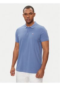 Tommy Jeans Polo DM0DM18312 Niebieski Slim Fit. Typ kołnierza: polo. Kolor: niebieski. Materiał: bawełna