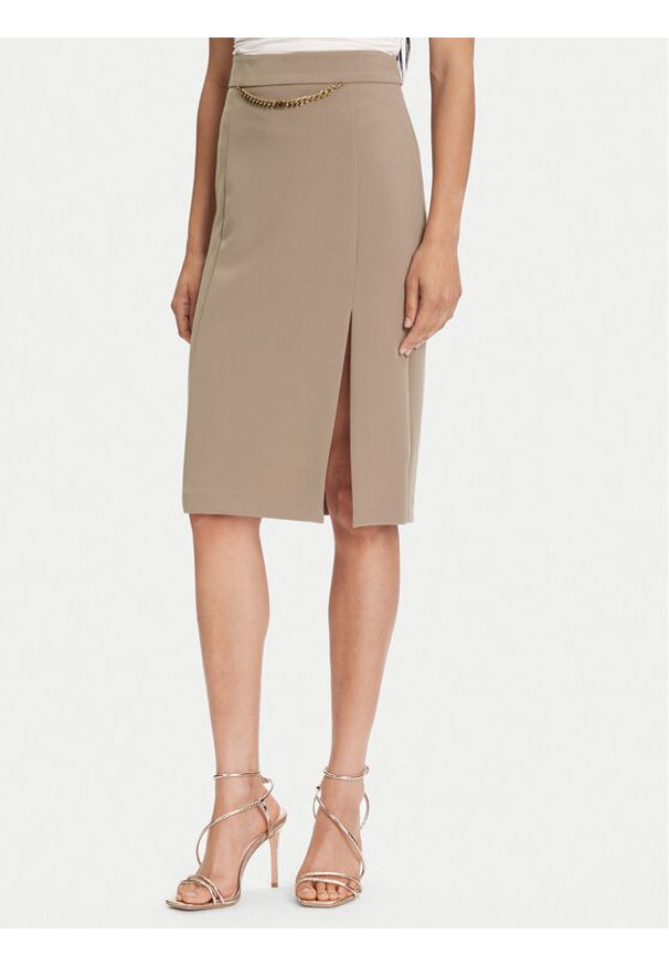 Marciano Guess Spódnica midi 5YGD07 7357A Beżowy Regular Fit. Kolor: beżowy. Materiał: syntetyk