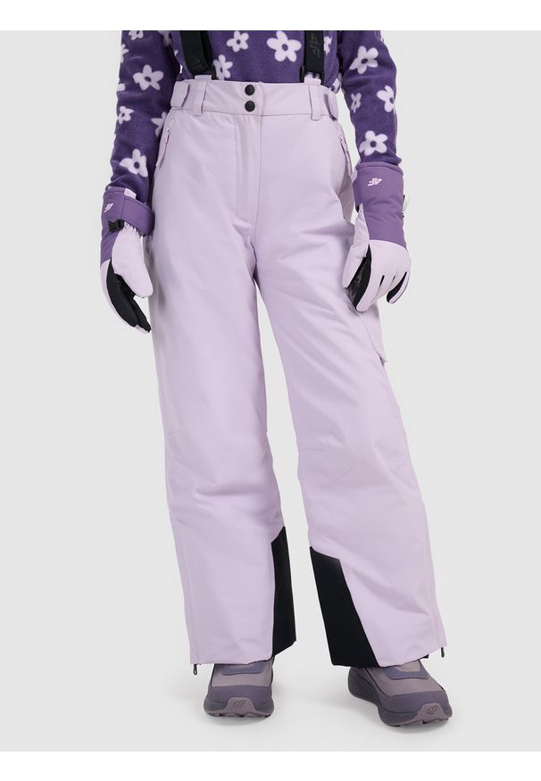 4f - 4F Spodnie narciarskie membrana 8000 dziewczęce - fioletowe 164 (13-14 lat). Kolor: fioletowy. Materiał: poliester, materiał. Wzór: gładki. Sezon: lato. Sport: narciarstwo
