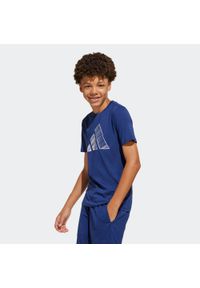 Adidas - Koszulka dziecięca ADIDAS. Kolor: niebieski. Materiał: włókno, bawełna