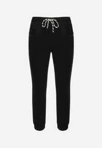 Born2be - Czarne Jeansy Joggery ze Ściągaczami i Sznurkiem w Pasie Winara. Okazja: na co dzień. Kolor: czarny. Styl: casual #4